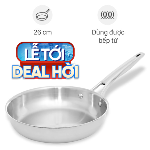 Chảo inox nguyên khối đáy từ Elmich Trimax EL-2838IN26