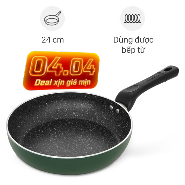 Chảo nhôm chống dính vân đá đáy từ Sunhouse SH24G