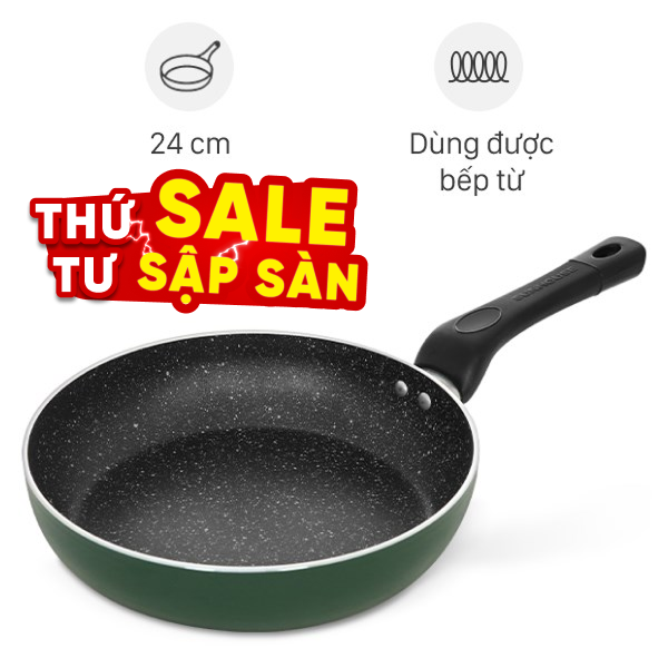 Chảo nhôm chống dính vân đá đáy từ Sunhouse SH24G