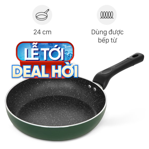 Chảo nhôm chống dính vân đá đáy từ Sunhouse SH24G