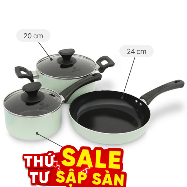 Bộ nồi chảo quánh nhôm chống dính Elmich EL-5212MN