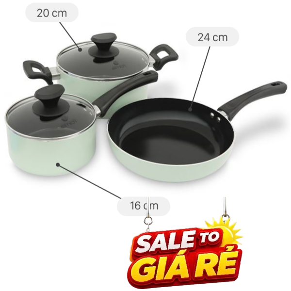 Bộ nồi chảo quánh nhôm chống dính Elmich EL-5212MN
