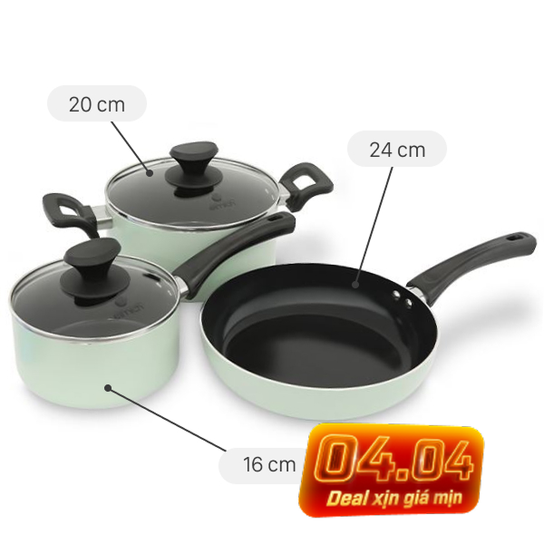 Bộ nồi chảo quánh nhôm chống dính Elmich EL-5212MN