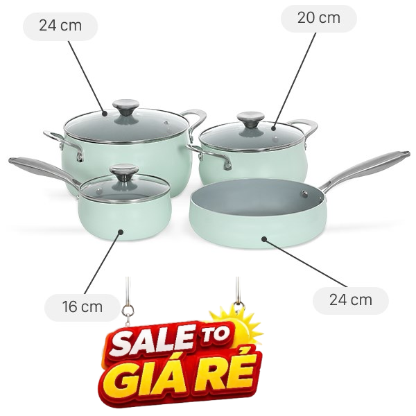 Bộ nồi chảo quánh nhôm chống dính Green Cook GCS242-T1