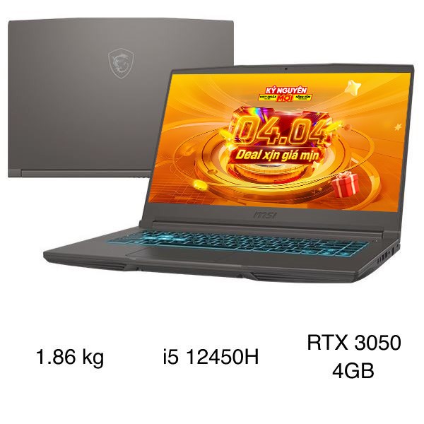 Laptop MSI Gaming Thin 15 B12UC - 2045VN (i5 12450H, 16GB, 512GB, RTX 3050 4GB, Full HD 144Hz, Win11)