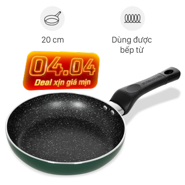 Chảo nhôm chống dính vân đá đáy từ Sunhouse SH20G