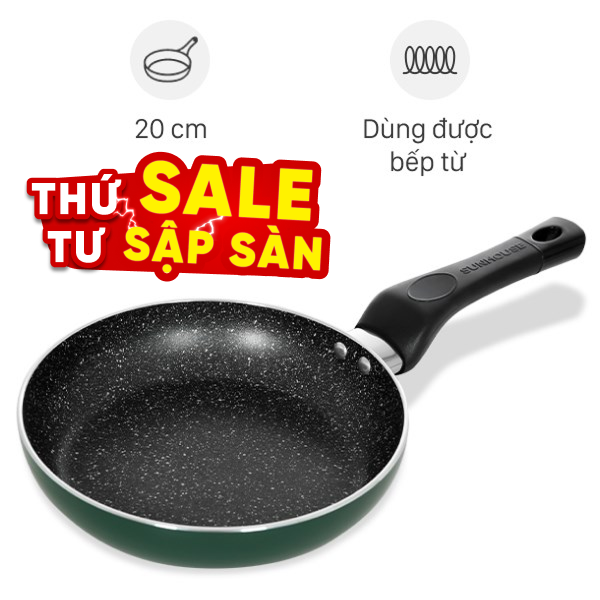 Chảo nhôm chống dính vân đá đáy từ Sunhouse SH20G