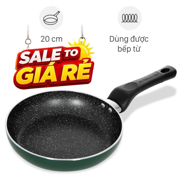 Chảo nhôm chống dính vân đá đáy từ Sunhouse SH20G