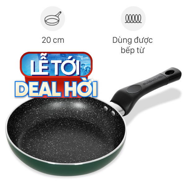 Chảo nhôm chống dính vân đá đáy từ Sunhouse SH20G