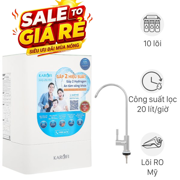 Máy lọc nước RO Hydrogen Karofi KAQ-U98 Pro
