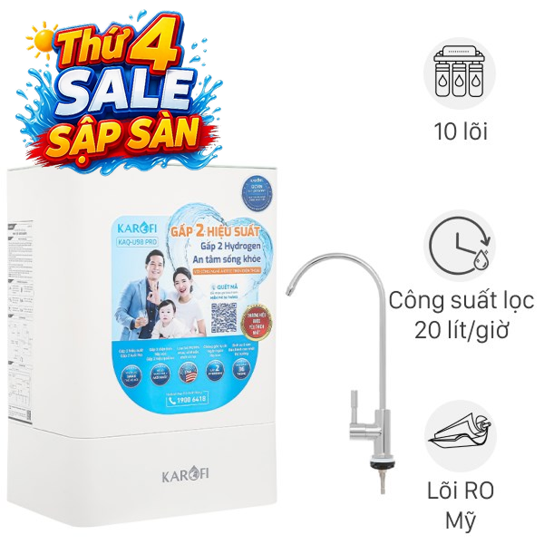 Máy lọc nước RO Hydrogen Karofi KAQ-U98 Pro