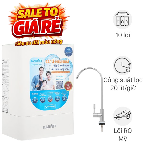 Máy lọc nước RO Hydrogen Karofi KAQ-U98 Pro
