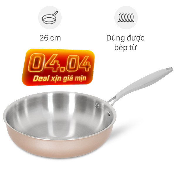 Chảo inox nguyên khối sâu đáy từ Green Cook GCP245-26IH