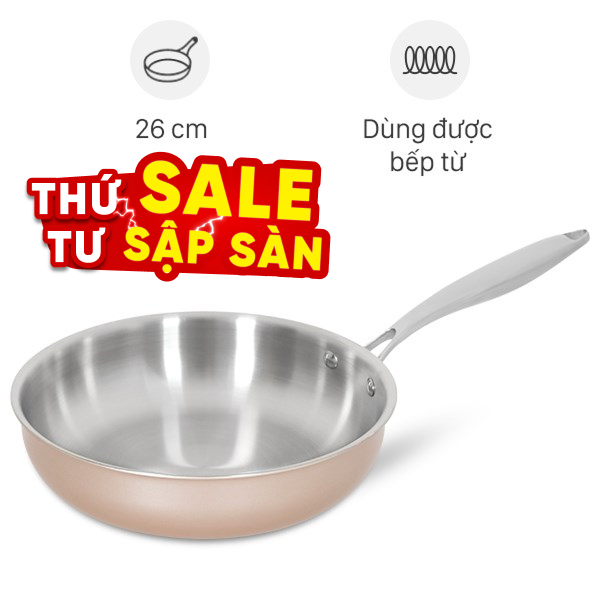 Chảo inox nguyên khối sâu đáy từ Green Cook GCP245-26IH