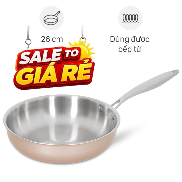 Chảo inox nguyên khối sâu đáy từ Green Cook GCP245-26IH