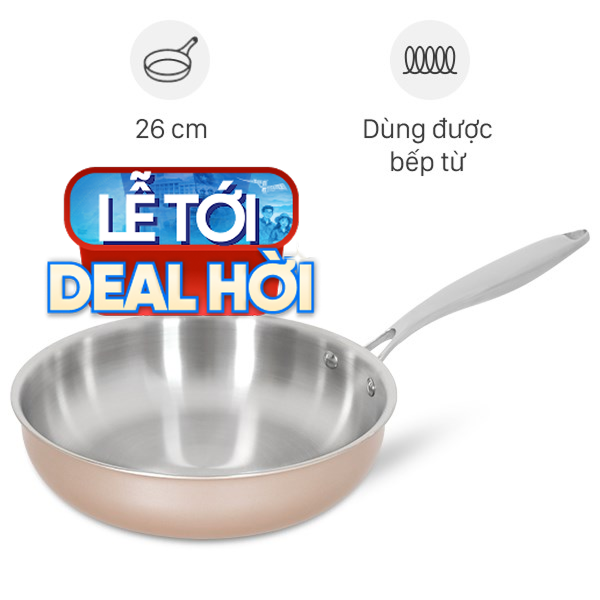 Chảo inox nguyên khối sâu đáy từ Green Cook GCP245-26IH