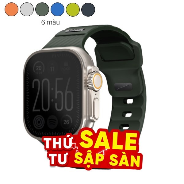 Dây silicone Apple Watch Stride mặt 49/45/44/42mm UNIQ