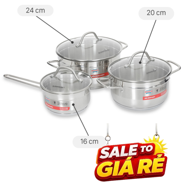 Bộ nồi quánh inox 5 đáy Sunhouse SHG669