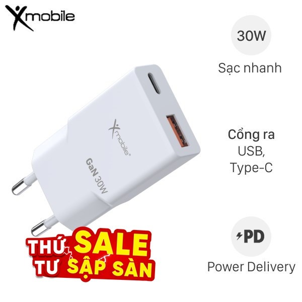 Sạc nhanh 2 cổng Xmobile ACL100-QP30