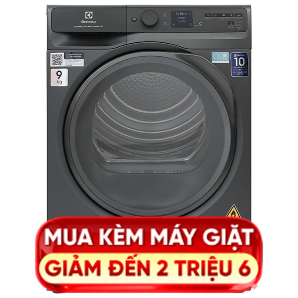 Máy sấy bơm nhiệt Electrolux 9 Kg EDH902R9SC
