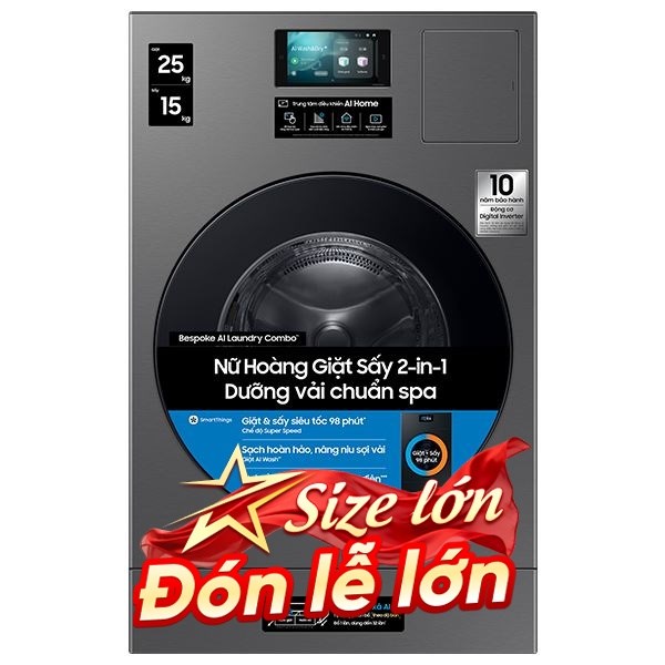Samsung Inverter Giặt 25 kg - Sấy 15 kg WD25DB8995BZSV