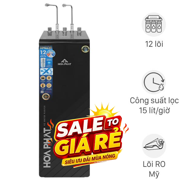 Máy lọc nước RO nóng nguội lạnh Hydrogen Hòa Phát HPN639 12 lõi