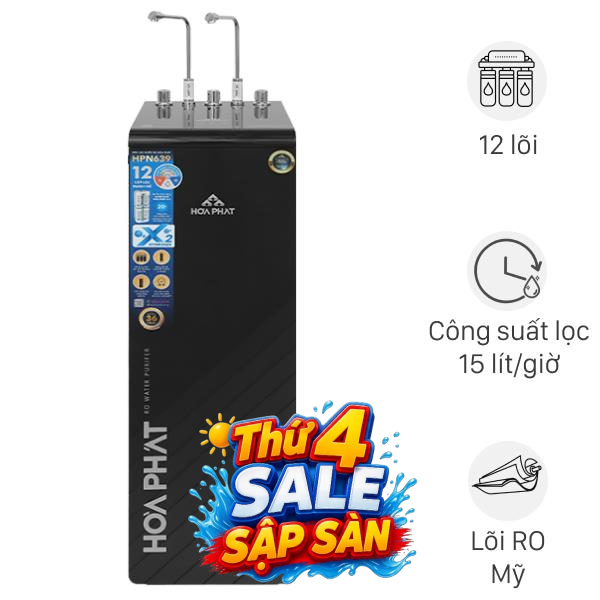 Máy lọc nước RO nóng nguội lạnh Hydrogen Hòa Phát HPN639