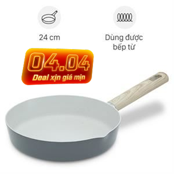 Chảo nhôm chống dính vân đá đáy từ Delites RLJ-3024