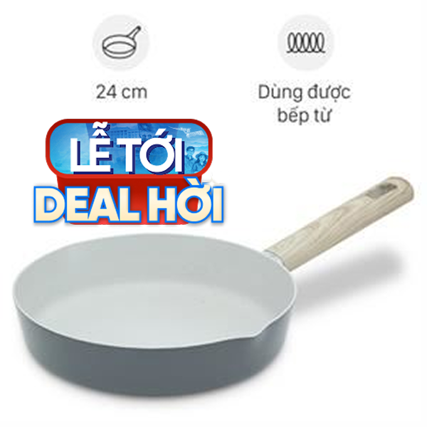 Chảo nhôm chống dính vân đá đáy từ Delites RLJ-3024