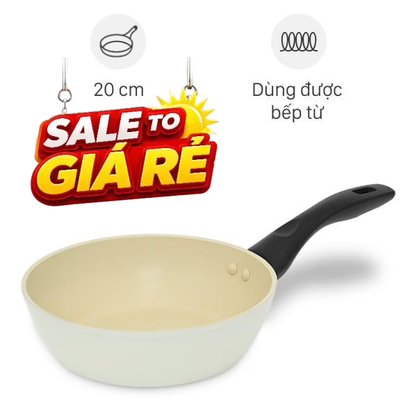 Chảo nhôm sâu chống dính vân đá đáy từ Green Cook GCP246-20IH