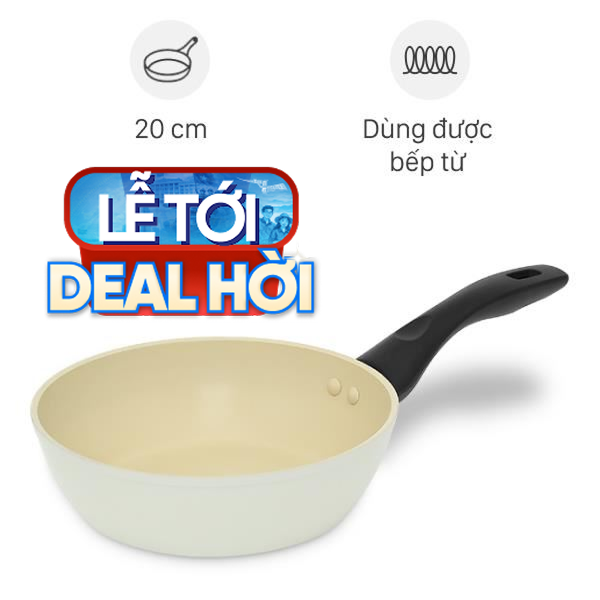 Chảo nhôm sâu chống dính vân đá đáy từ Green Cook GCP246-20IH