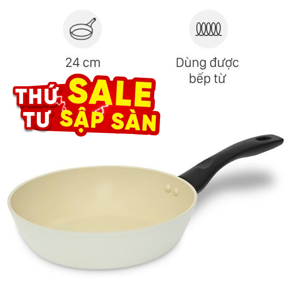 Chảo nhôm sâu chống dính vân đá đáy từ Green Cook GCP246-24IH