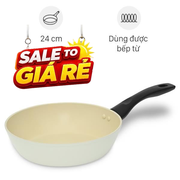 Chảo nhôm sâu chống dính vân đá đáy từ Green Cook GCP246-24IH