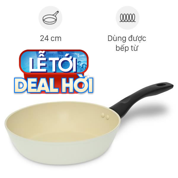 Chảo nhôm sâu chống dính vân đá đáy từ Green Cook GCP246-24IH