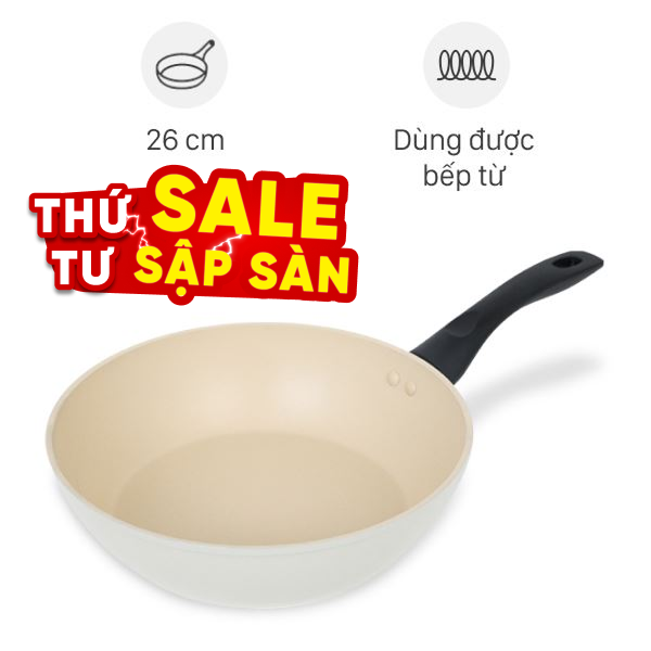 Chảo nhôm sâu chống dính vân đá đáy từ Green Cook GCP246-26IH