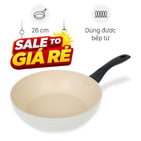 Chảo nhôm sâu chống dính vân đá đáy từ Green Cook GCP246-26IH