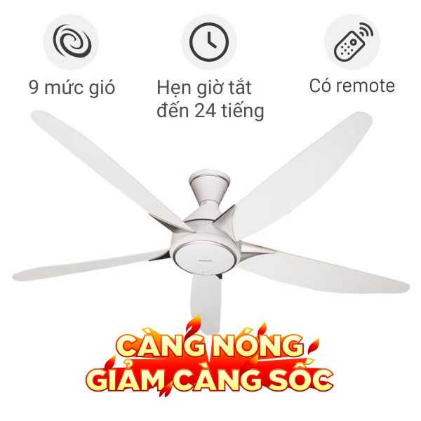 Quạt trần Panasonic 5 cánh F-60GDS-WS 40W