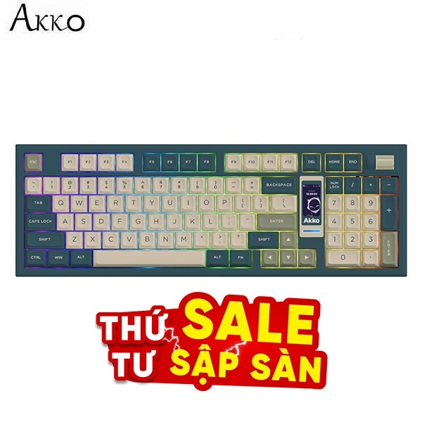 Bàn Phím Cơ Bluetooth Akko 5098B Green Ink Ice Cream Pink