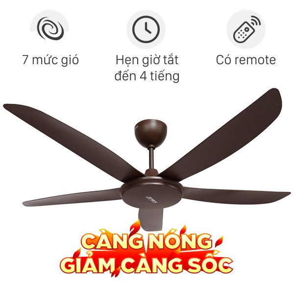 Quạt trần Sunhouse 5 cánh APF7665B 50W