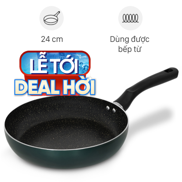Chảo nhôm chống dính vân đá đáy từ Sunhouse Eco SHM24X
