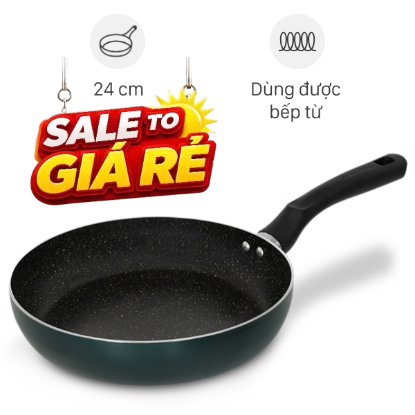 Chảo nhôm chống dính vân đá đáy từ Sunhouse Eco SHM24X