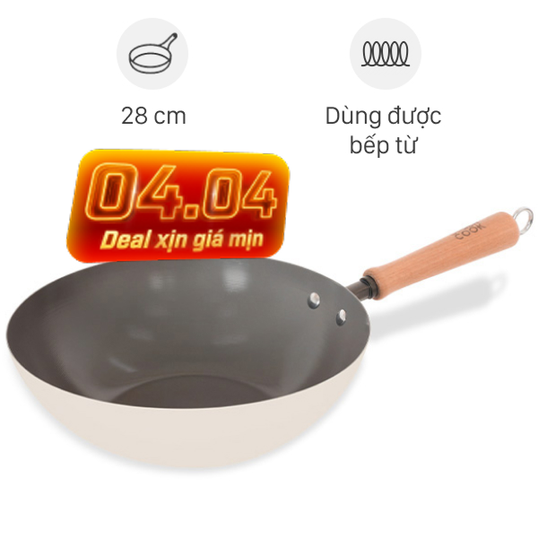 Chảo thép sâu chống dính đáy từ Green Cook GCW257-28IH