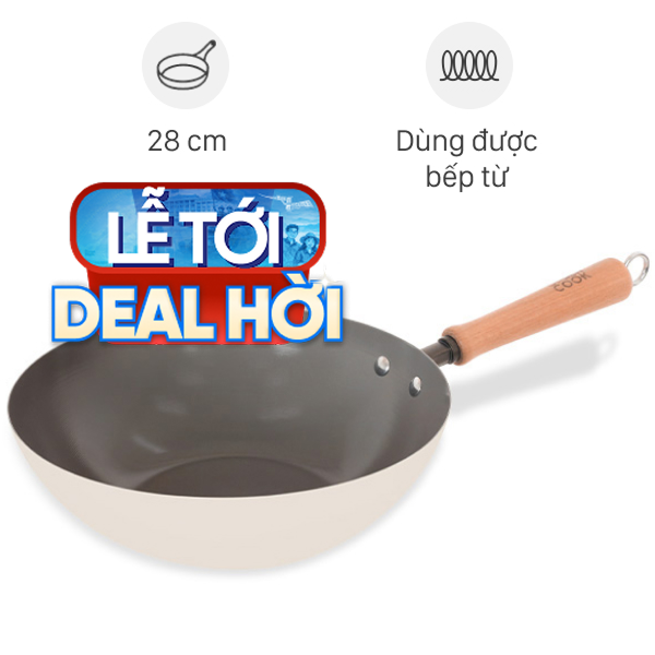 Chảo thép sâu chống dính đáy từ Green Cook GCW257-28IH