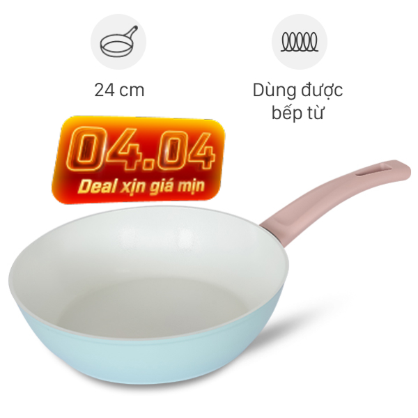 Chảo nhôm sâu chống dính đáy từ Delites RFD1024-3