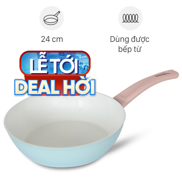 Chảo nhôm sâu chống dính đáy từ Delites RFD1024-3