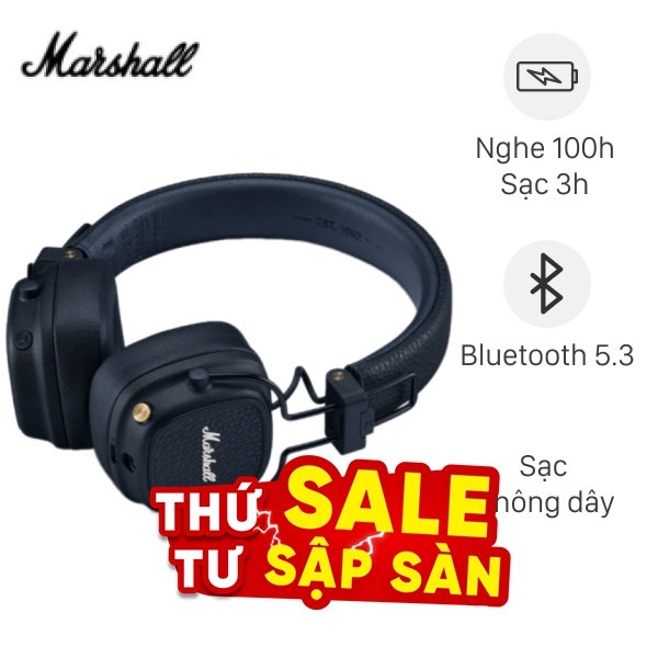 Tai nghe chụp tai Marshall Major V Xanh bóng đêm