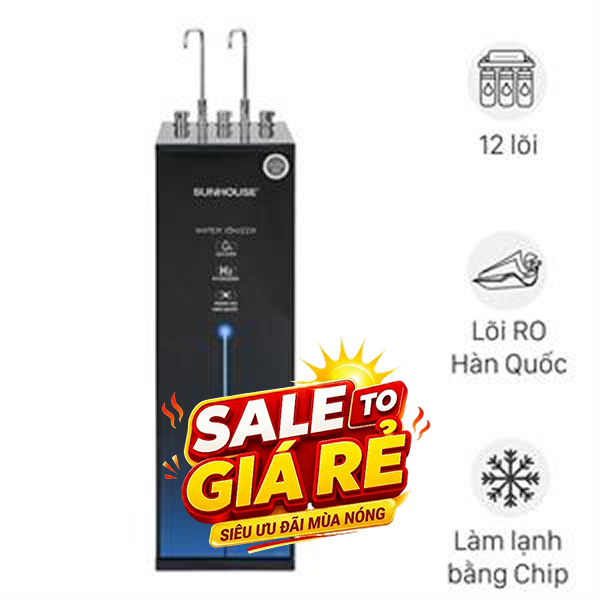 Máy lọc nước RO nóng nguội lạnh Hydrogen ion kiềm Sunhouse SHA76258LA