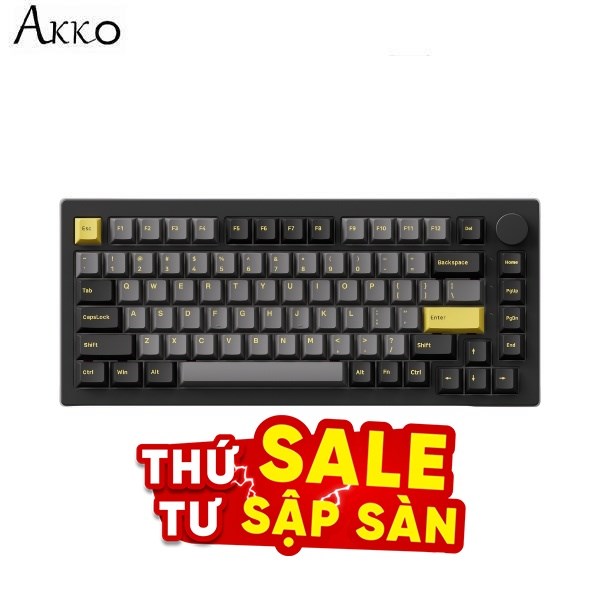 Bàn Phím Cơ Bluetooth Akko 5075B Plus Black & Gold