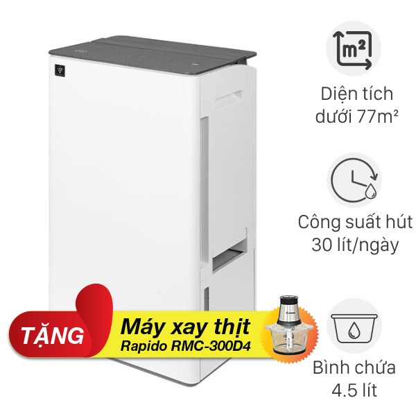 Máy hút ẩm kết hợp lọc không khí Sharp DW-T30FV-W