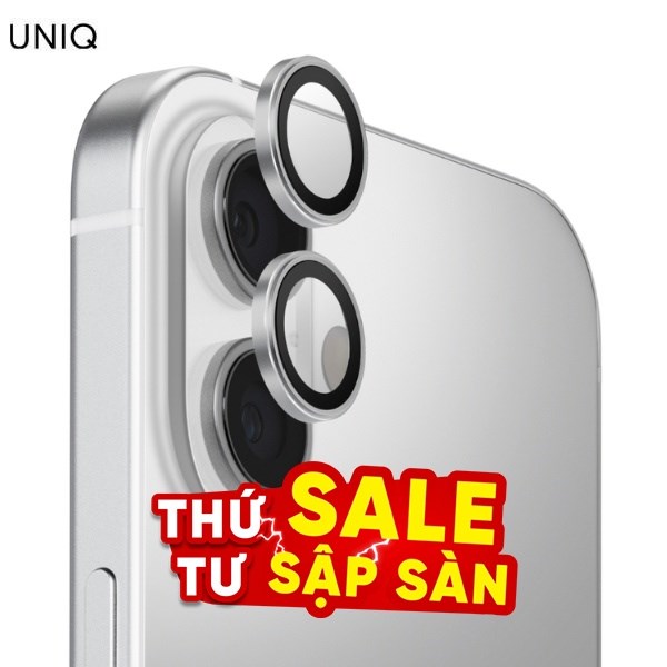 Miếng dán camera iPhone 17 OPTIX Viền Nhôm Thủy Tinh UNIQ